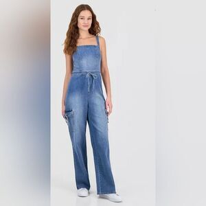 Tinsel Town Light Wash Wide Leg 8Denim Jumpsuit
